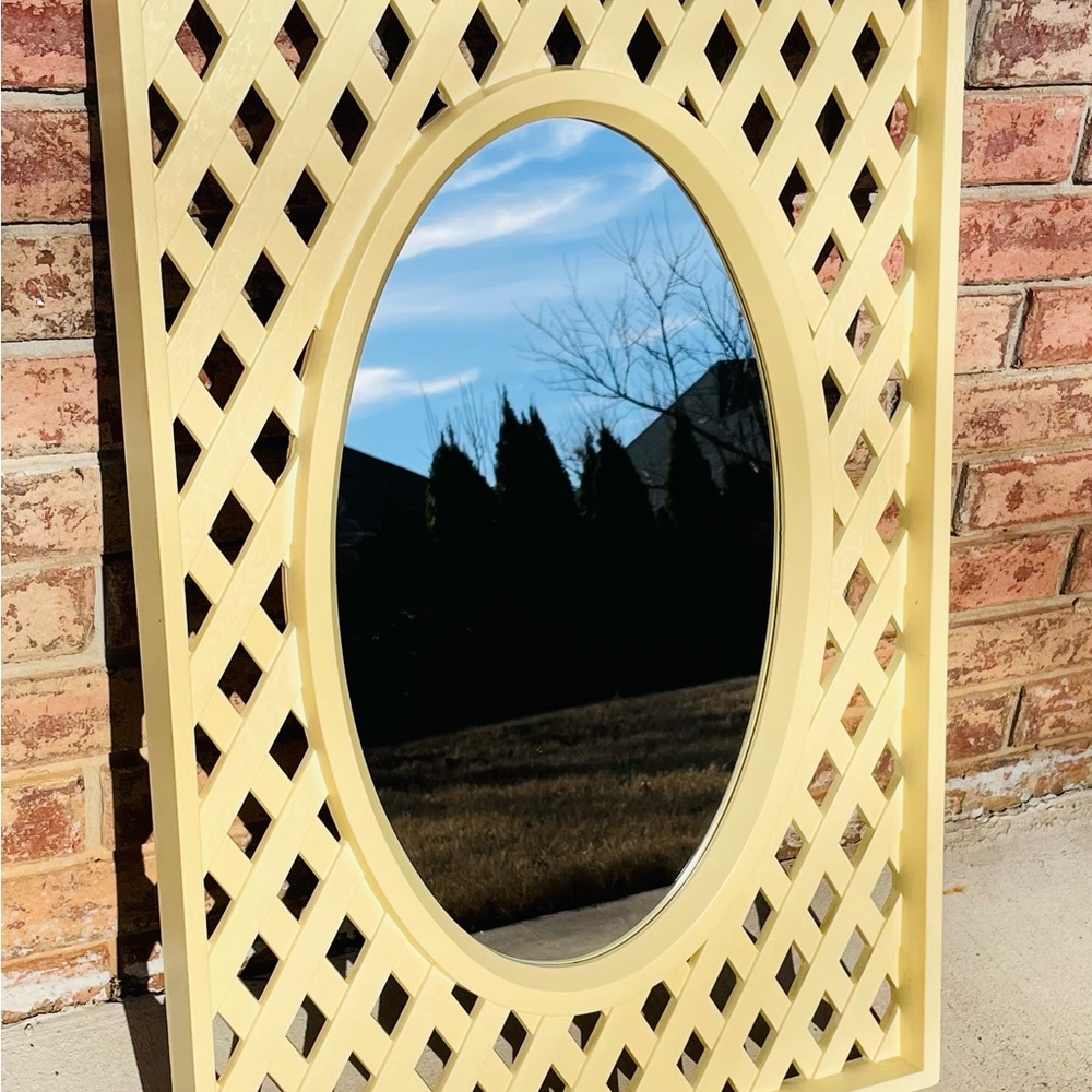 Burwood- Homeco - Lattice Frame with Oval Mirror #1548- MCM- Boho- Shabby Chic